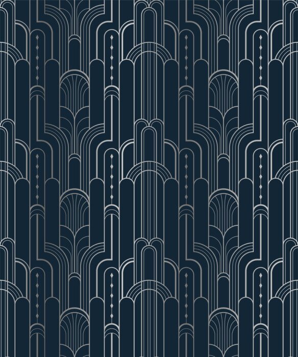 Poster Geometrisches Muster auf dunkelblauem Hintergrund