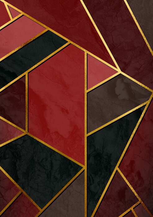 Poster Geometrisches Muster mit goldenen Linien