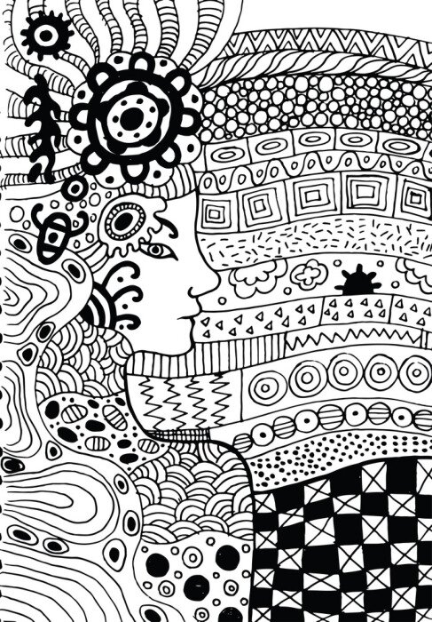 Poster Gesicht aus schwarz-weißen Mustern