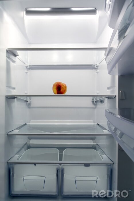 Poster Gesundes Essen Pfirsich im Kühlschrank