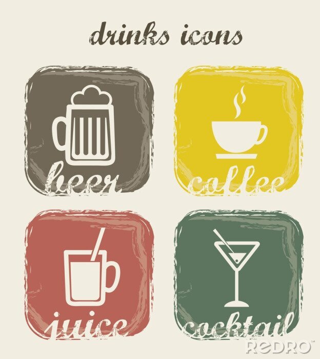 Poster Getränke auf Ikonen