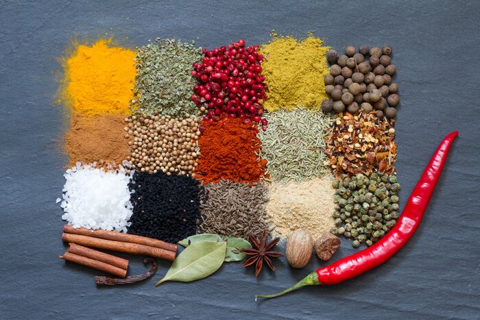 Poster Gewürze Kräuter Schachbrett