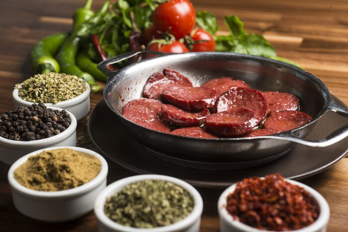 Poster Gewürze und Bratwurst