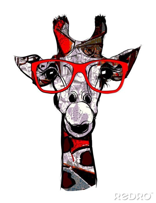 Poster Giraffe mit Brille