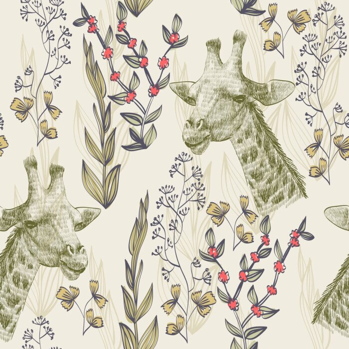 Poster Giraffen und die umliegende Natur