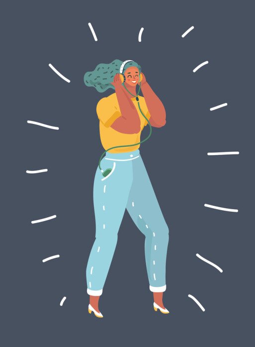 Poster Girl with headphones.