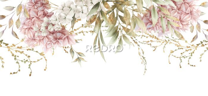 Poster Girlande mit Pfingstrosen