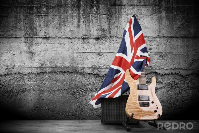 Poster Gitarre und Flagge im Punk-Stil