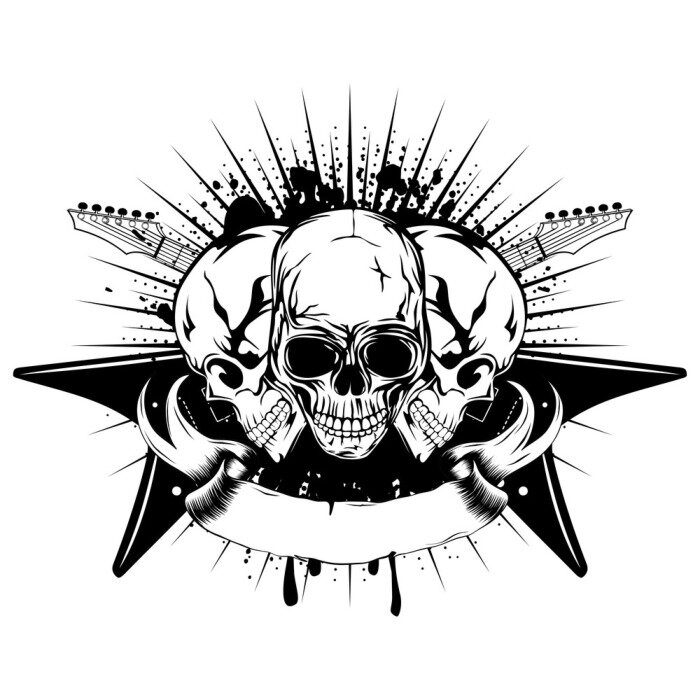 Poster Gitarren und Punk-Totenköpfe