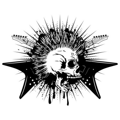 Poster Gitarren und Punk-Totenkopf