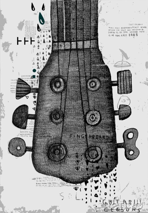 Poster Gitarrenkopf mit ungewöhnlichen Tasten