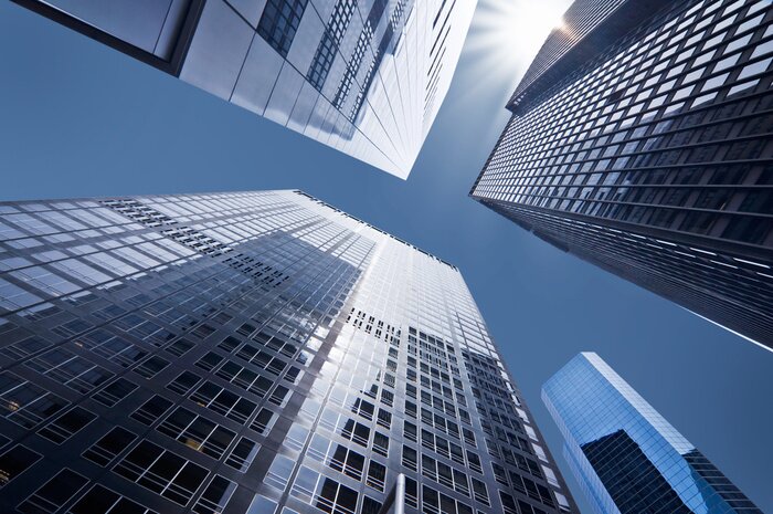 Poster Glas-Wolkenkratzer im Stadtzentrum