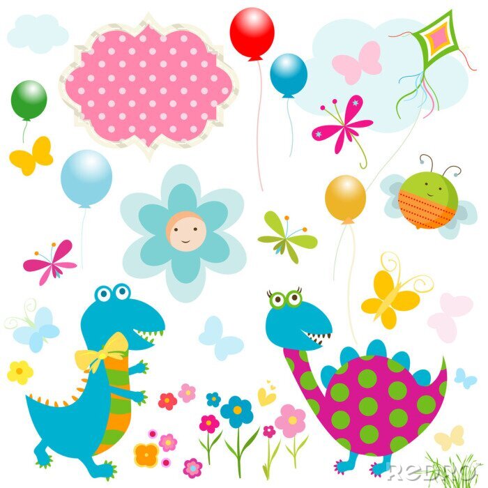 Poster glücklich Dinosaurier Design