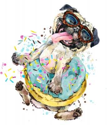 Poster Glücklicher Hund mit Donut-Brille