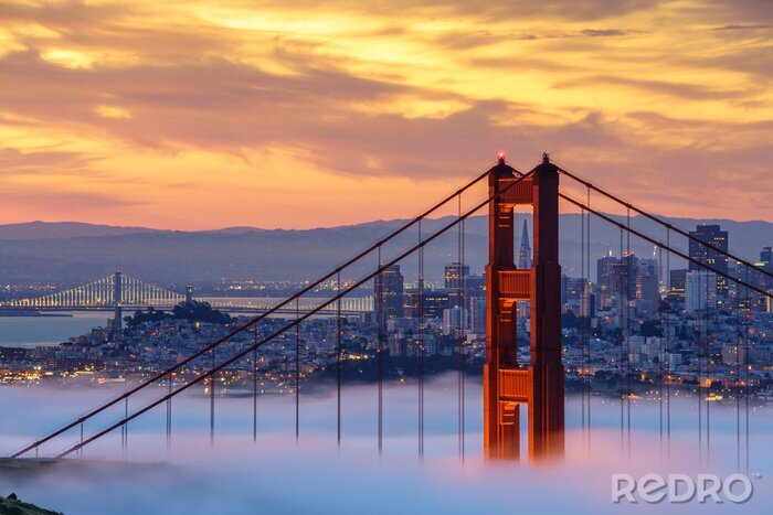 Poster Golden Gate Bridge am Morgen