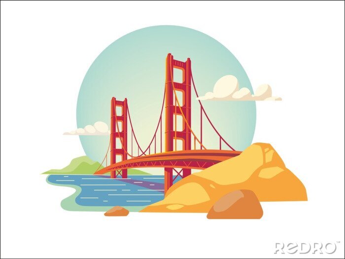 Poster Golden Gate Bridge Illustration