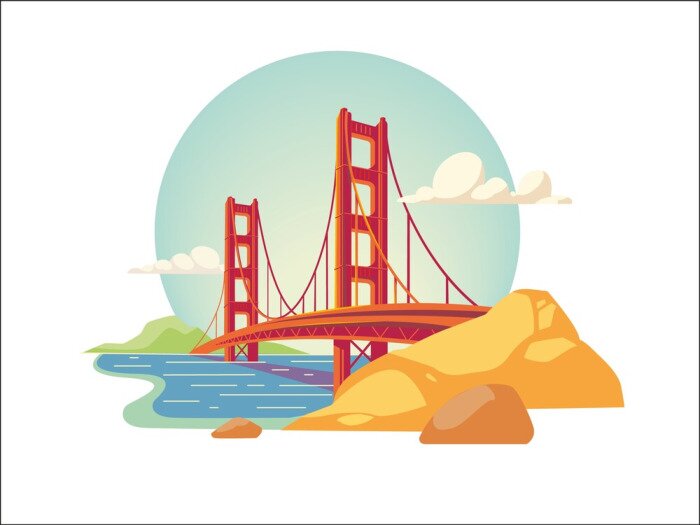 Poster Golden Gate Bridge Illustration