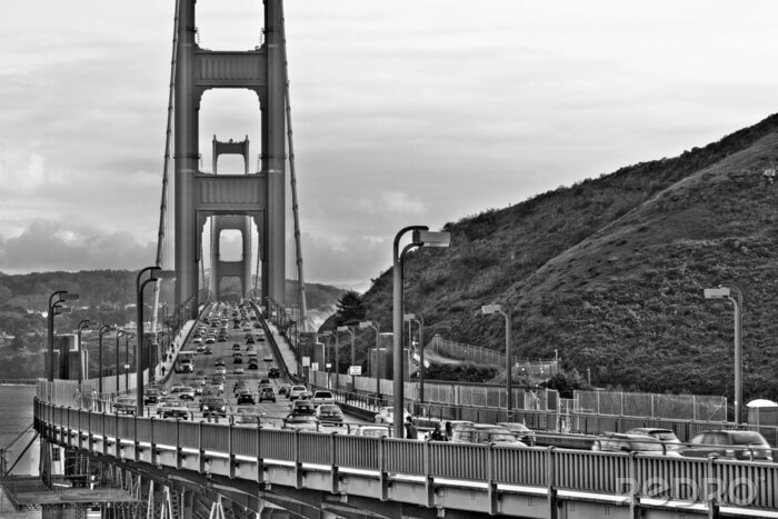 Poster Golden Gate in Schwarz und Weiß