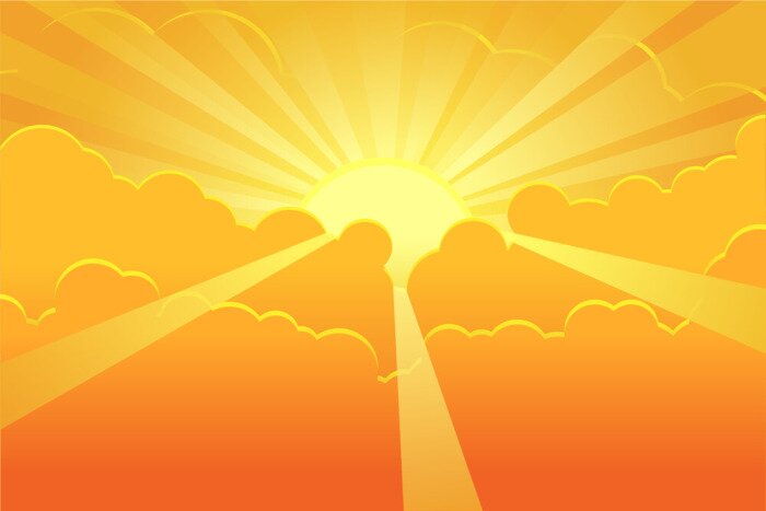 Poster Goldener Sonnenuntergang in den Wolken