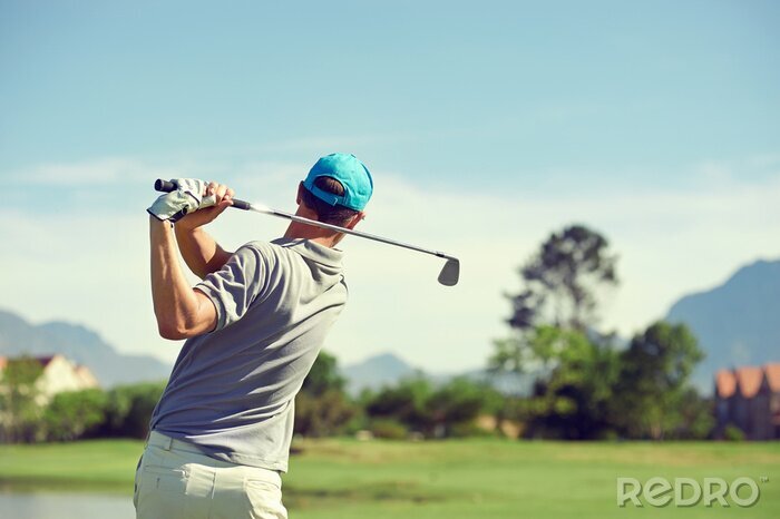 Poster Golf und ein Mann mit einem Schläger