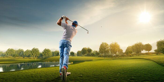 Poster Golf und ein Profi-Golfer