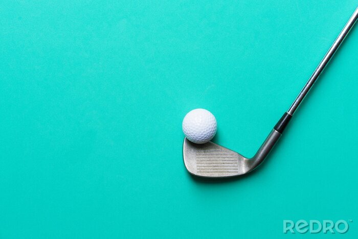 Poster Golfausrüstung auf blauem Hintergrund