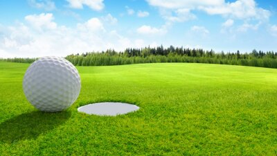 Poster Golfball auf Gras