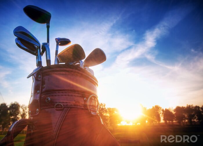 Poster Golfschlägertasche in der Sonne