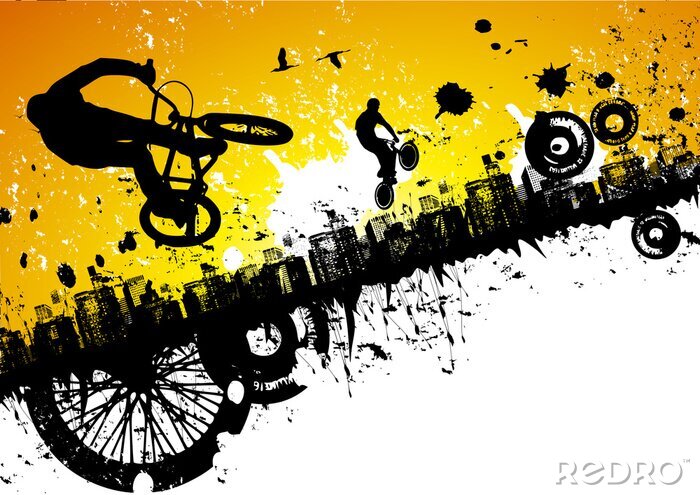 Poster Graffiti auf Fahrrädern