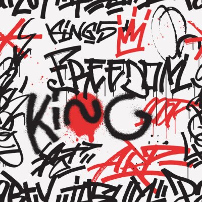 Tapete Graffiti-Inschriften mit Rot