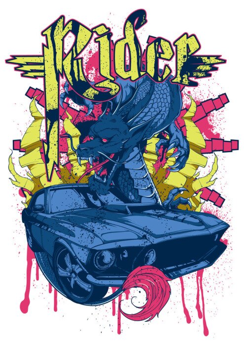 Poster Graffiti mit einem Retro-Auto