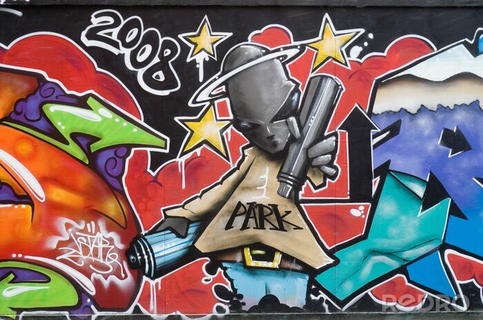 Poster Graffiti mit Marsmenschen