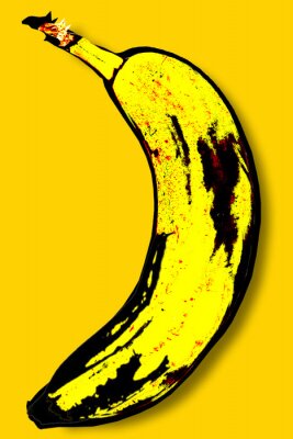 Poster Grafik einer Banane auf gelbem Hintergrund