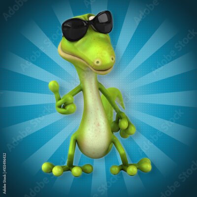 Poster Grafik einer Eidechse mit schwarzer 3D-Brille