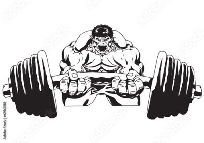 Poster Grafik eines Bodybuilders beim Heben einer Langhantel
