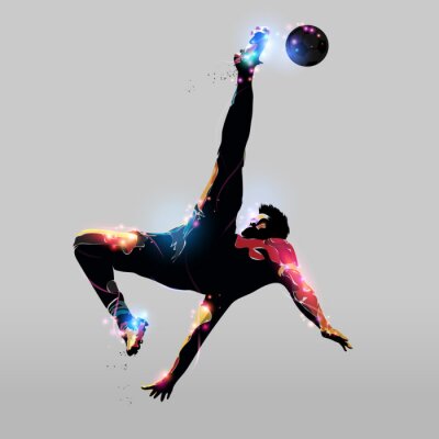 Poster Grafik eines Fußballspielers auf grauem Hintergrund