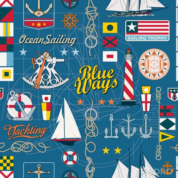 Poster Grafik mit maritimen Motiven