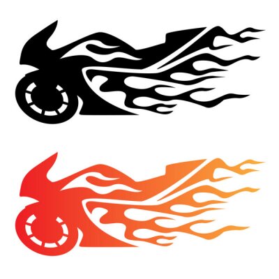Grafik mit Motorrad und Feuer