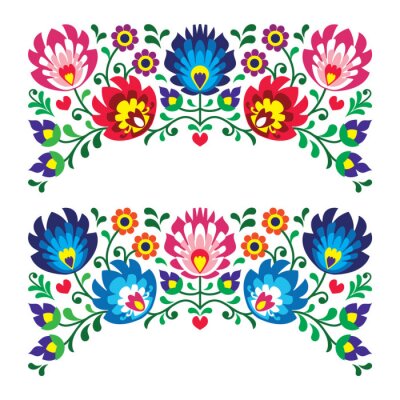 Poster Grafiken mit volkstümlichen Ornamenten