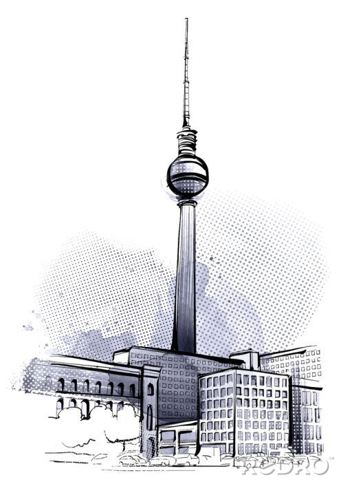 Poster Grafische Aufnahme des Berliner Fernsehturms