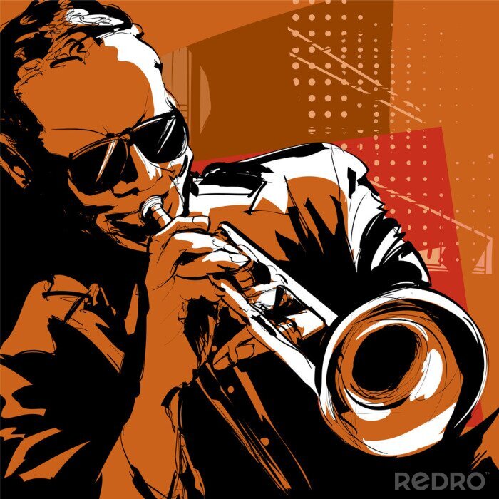 Poster Grafische Illustration des Saxophonisten
