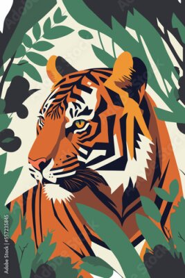 Poster Grafische Illustration mit einem Tiger