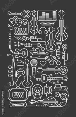 Poster Grafische Instrumente auf schwarzem Hintergrund