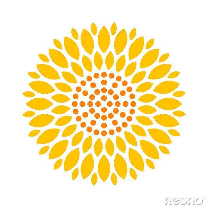 Poster Grafische Sonnenblume in Gelb und Orange