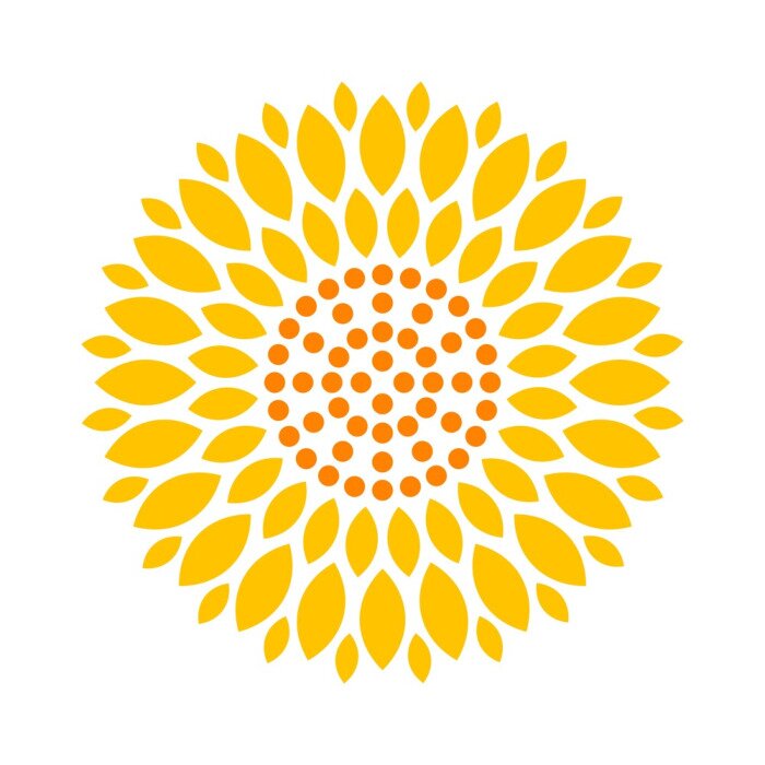 Poster Grafische Sonnenblume in Gelb und Orange