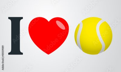 Poster Grafischer Slogan: Ich liebe Tennis