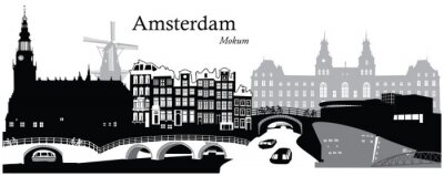 Poster Grafisches Panorama von Amsterdam