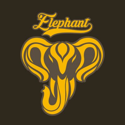 Poster Grau-gelber Elefant