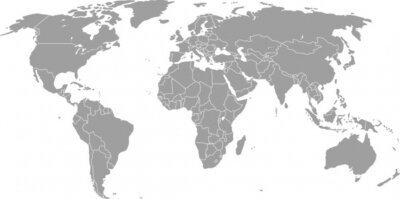 Graue Karte mit genauen Grenzen