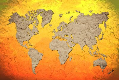 Graue Weltkarte auf orangefarbenem Hintergrund